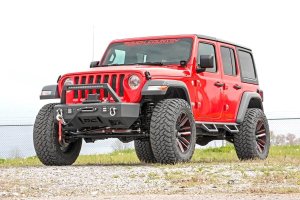 Jeep Wrangler Unlimited Contoured Drop Steps - Wheel-to-Wheel - Rough Country - Textured Black - '18-'25
